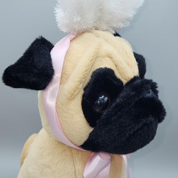 Ganz Easter Pug Plush Puppy Dog Bunny Ears Realistic Stuffed Animal Toy - Picture 3 of 12